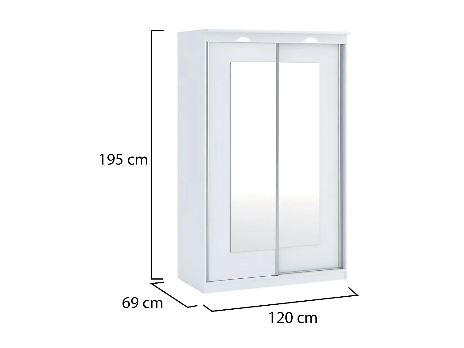Guardaroba 2 Ante Lesela, 2 Ripiani, 120x195h cm Bianco, Armadio Camera da Letto, Appendiabiti, 2 Ante