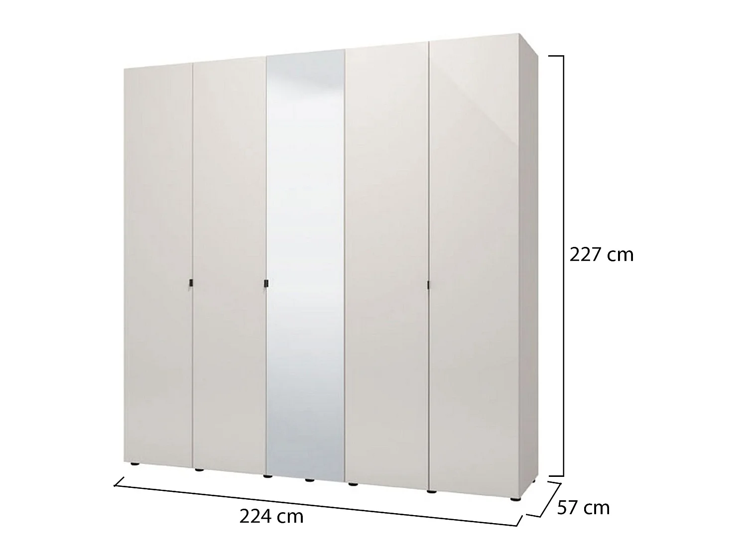 Großer Schrank Quarrata, Kleiderständer, 224x227h cm Cremeweiß, Schlafzimmer Schrank, 8 Regale, 12 Fächer