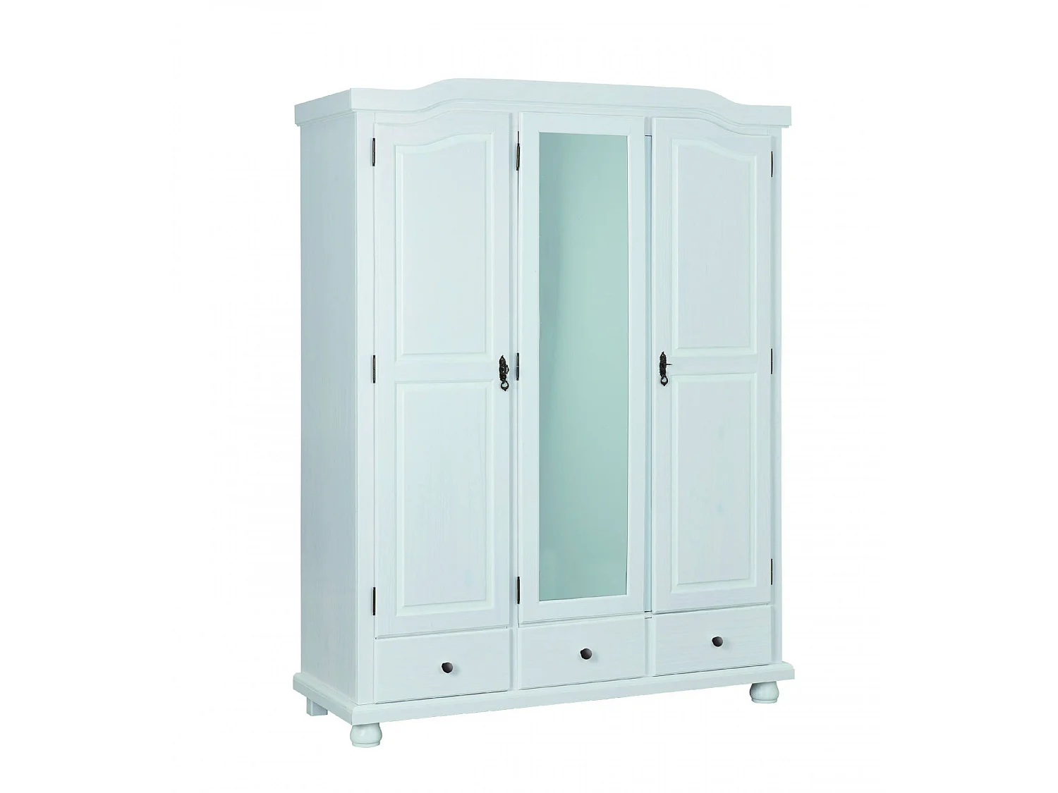 Guardaroba 3 Ante Somma, Appendiabiti, 150x56 cm Bianco, Armadio Camera da Letto, 3 Cassetti, 4 Ripiani