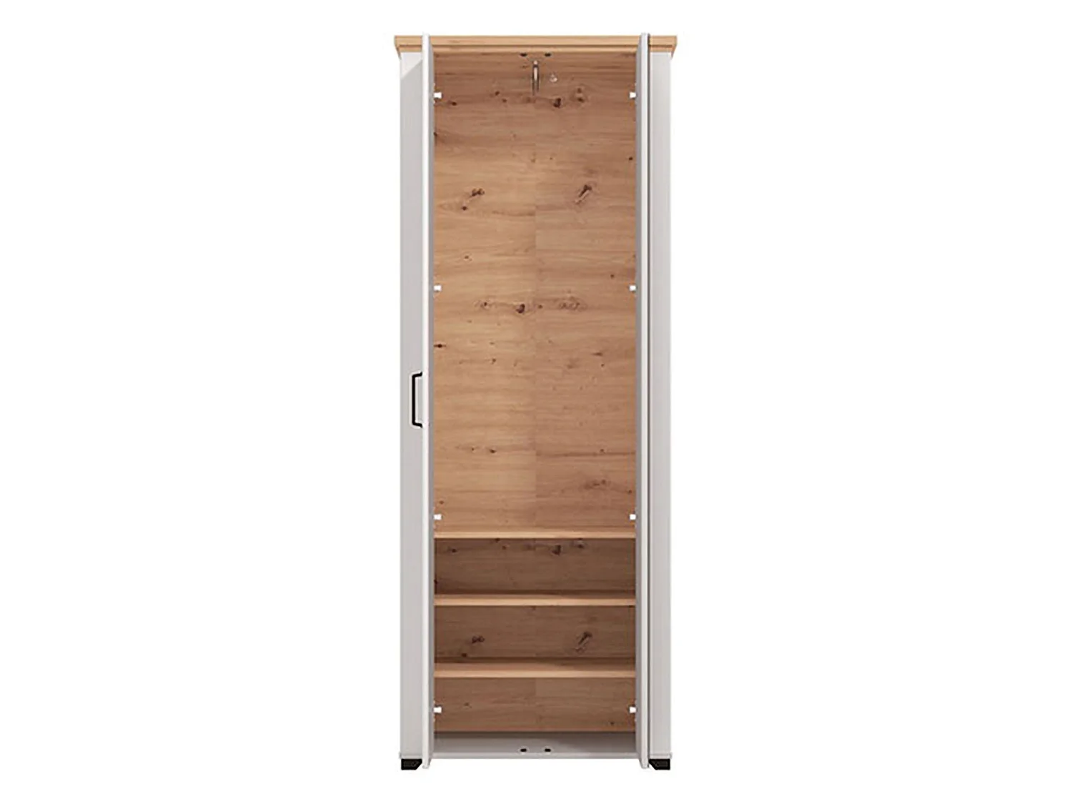 Vittuone Kleiderschrank 2 Türen, Garderobe, 75x195h cm Weiß, Schlafzimmer Schrank, 3 Regalböden, 4 Fächer