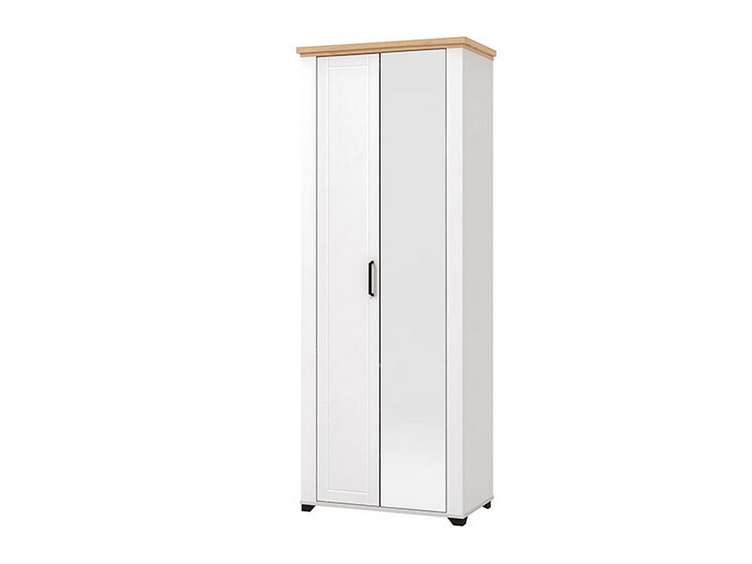 Vittuone Kleiderschrank 2 Türen, Garderobe, 75x195h cm Weiß, Schlafzimmer Schrank, 3 Regalböden, 4 Fächer