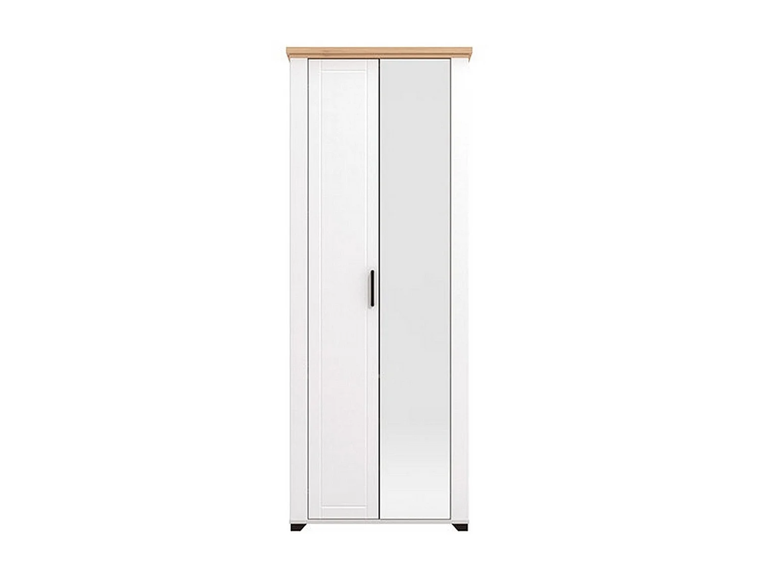 Vittuone Kleiderschrank 2 Türen, Garderobe, 75x195h cm Weiß, Schlafzimmer Schrank, 3 Regalböden, 4 Fächer