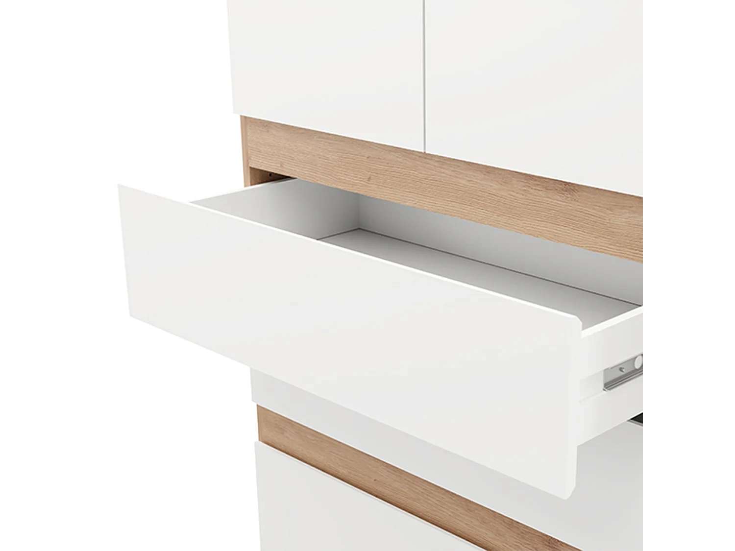 Guardaroba 3 Ante Zuccare, Appendiabiti, 117x52 cm Bianco Opaco, Armadio Camera da Letto, 3 Cassetti, 4 Ripiani