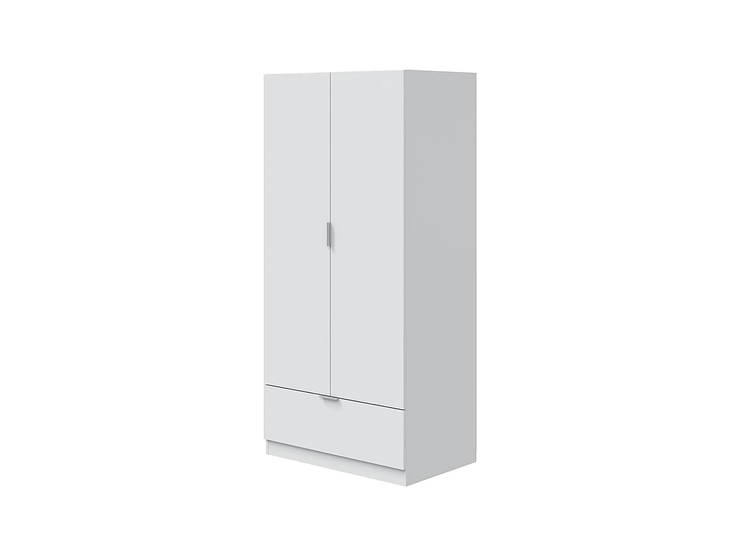 Penderie 2 Portes Budoia, Porte-manteaux, 51x170h cm Blanc, Armoire Chambre