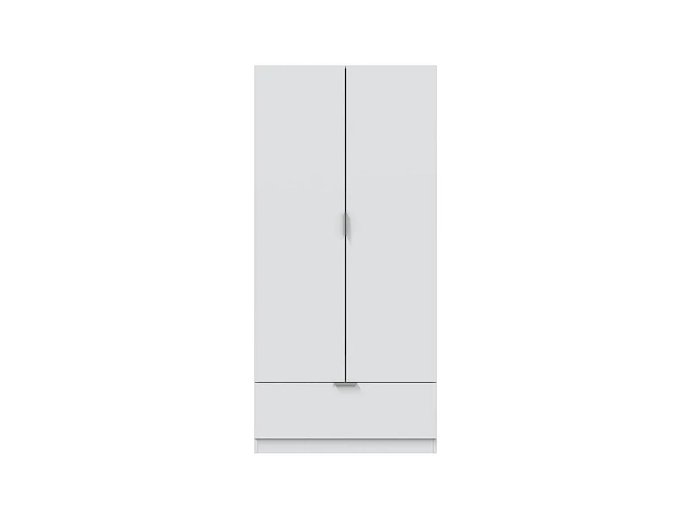 Penderie 2 Portes Budoia, Porte-manteaux, 51x170h cm Blanc, Armoire Chambre