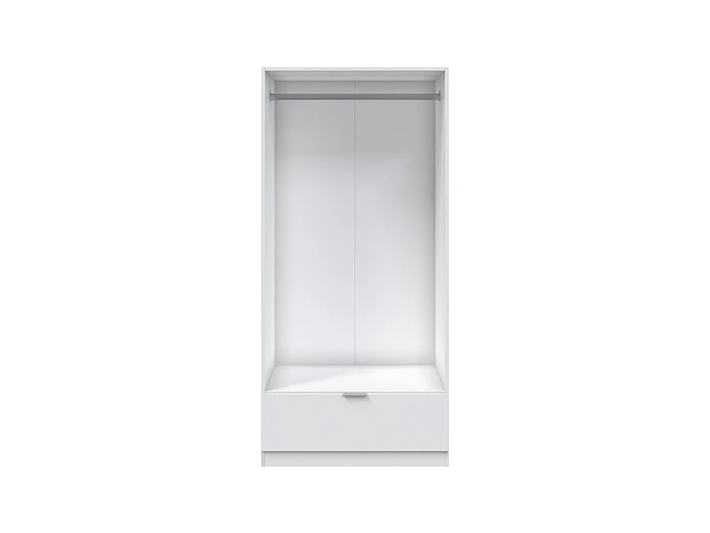 Penderie 2 Portes Budoia, Porte-manteaux, 51x170h cm Blanc, Armoire Chambre