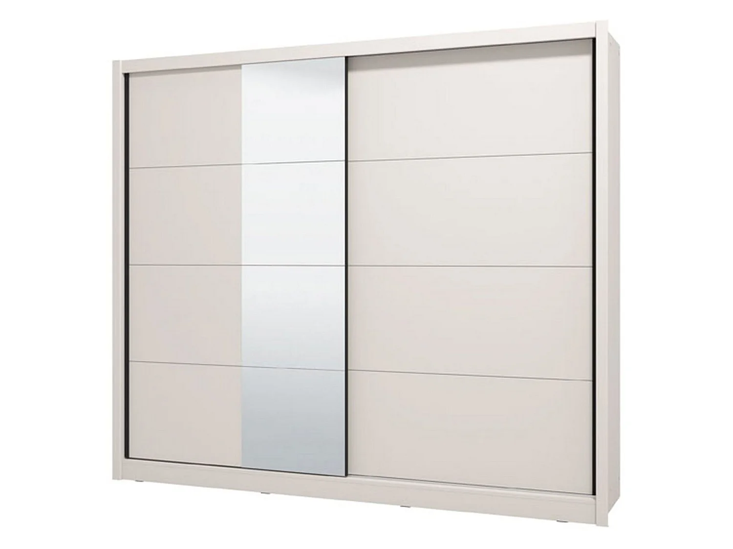 Großer Kleiderschrank Pedavena, Garderobe, 251x216h cm Weiß Beige, Schlafzimmer-Schrank, 8 Böden, 12 Fächer