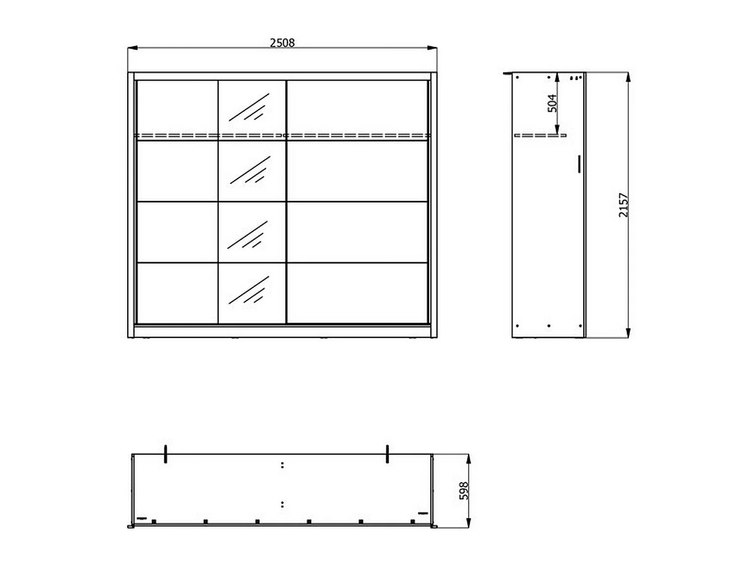 Großer Kleiderschrank Pedavena, Garderobe, 251x216h cm Weiß Beige, Schlafzimmer-Schrank, 8 Böden, 12 Fächer