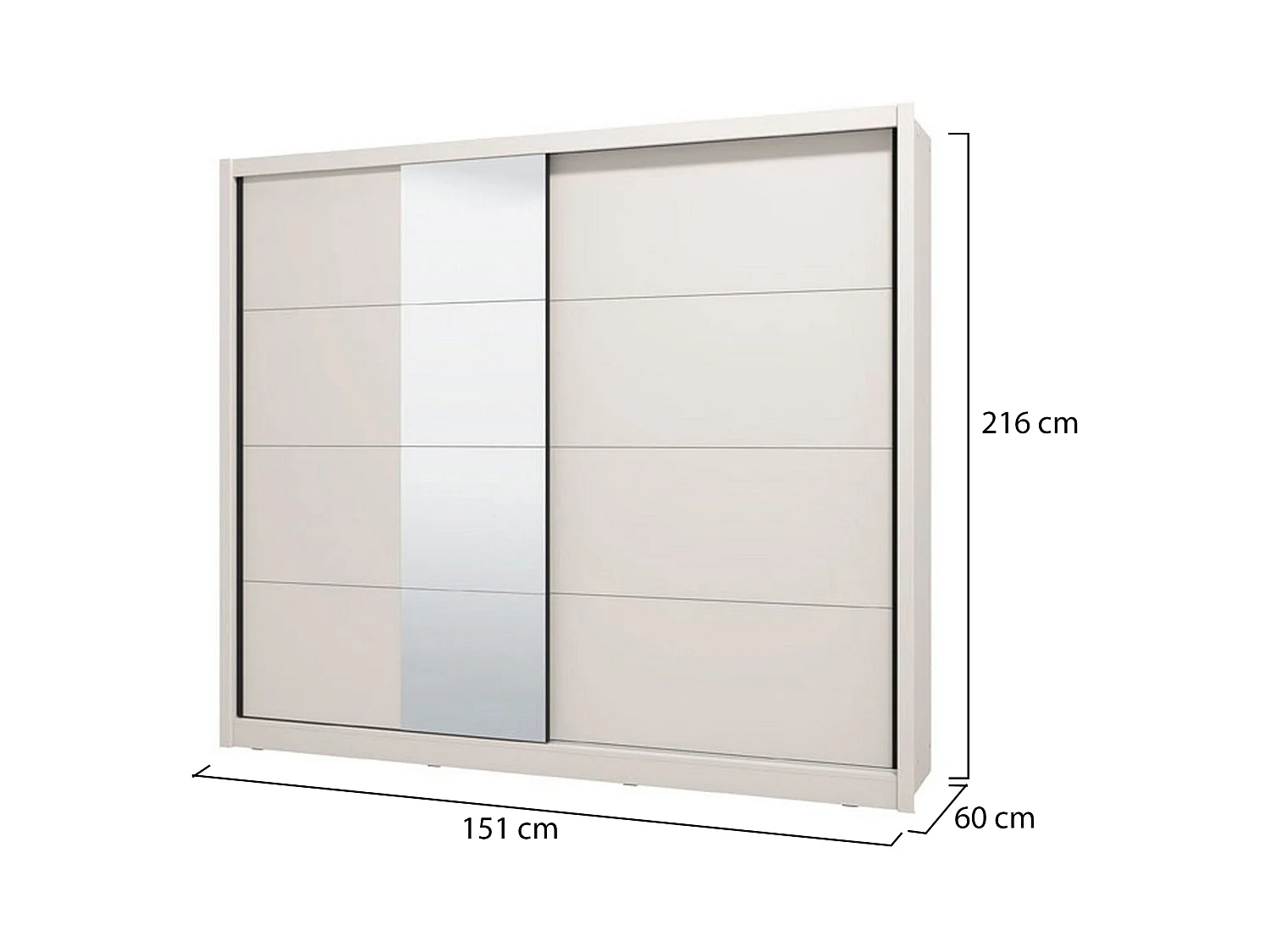 Großer Kleiderschrank Pedavena, Garderobe, 251x216h cm Weiß Beige, Schlafzimmer-Schrank, 8 Böden, 12 Fächer