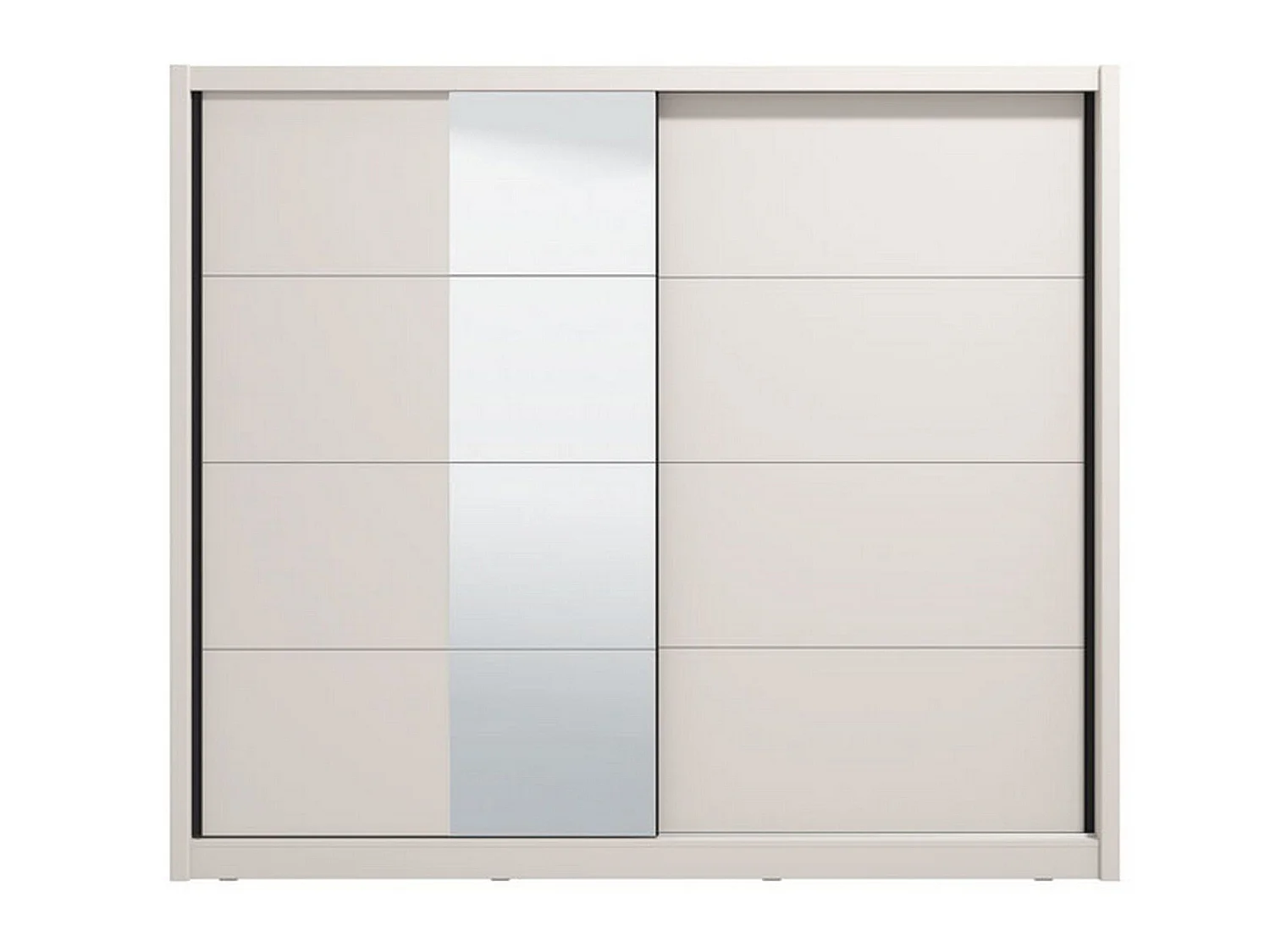 Großer Kleiderschrank Pedavena, Garderobe, 251x216h cm Weiß Beige, Schlafzimmer-Schrank, 8 Böden, 12 Fächer