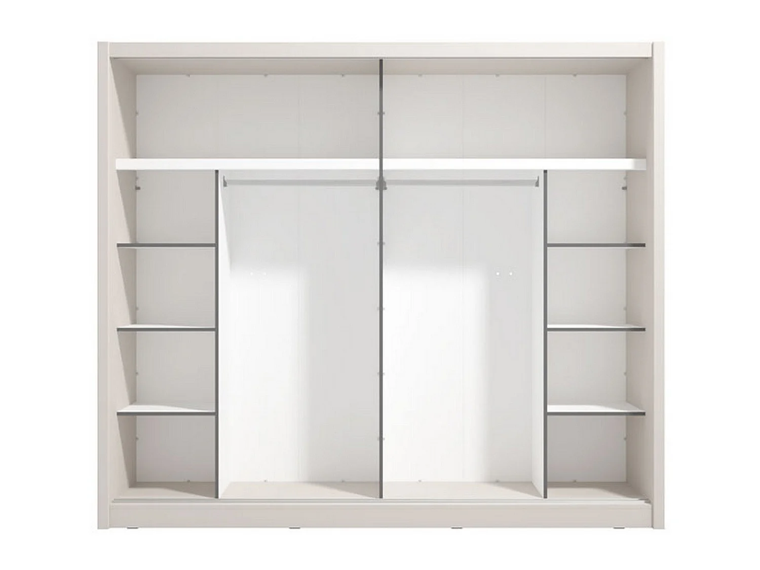 Großer Kleiderschrank Pedavena, Garderobe, 251x216h cm Weiß Beige, Schlafzimmer-Schrank, 8 Böden, 12 Fächer