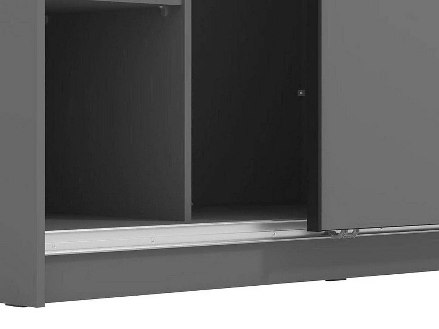 Guardaroba Grande Sorgono, Appendiabiti, 237x210h cm Nero Antracite, Armadio Camera da Letto, 8 Ripiani, Apertura Scorrevole