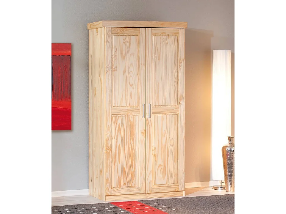 Kledingkast Terzorio met 2 deuren, kledingstang, 95x190h cm, bruin eiken, slaapkamerkast, 1 legplank, 2 deuren