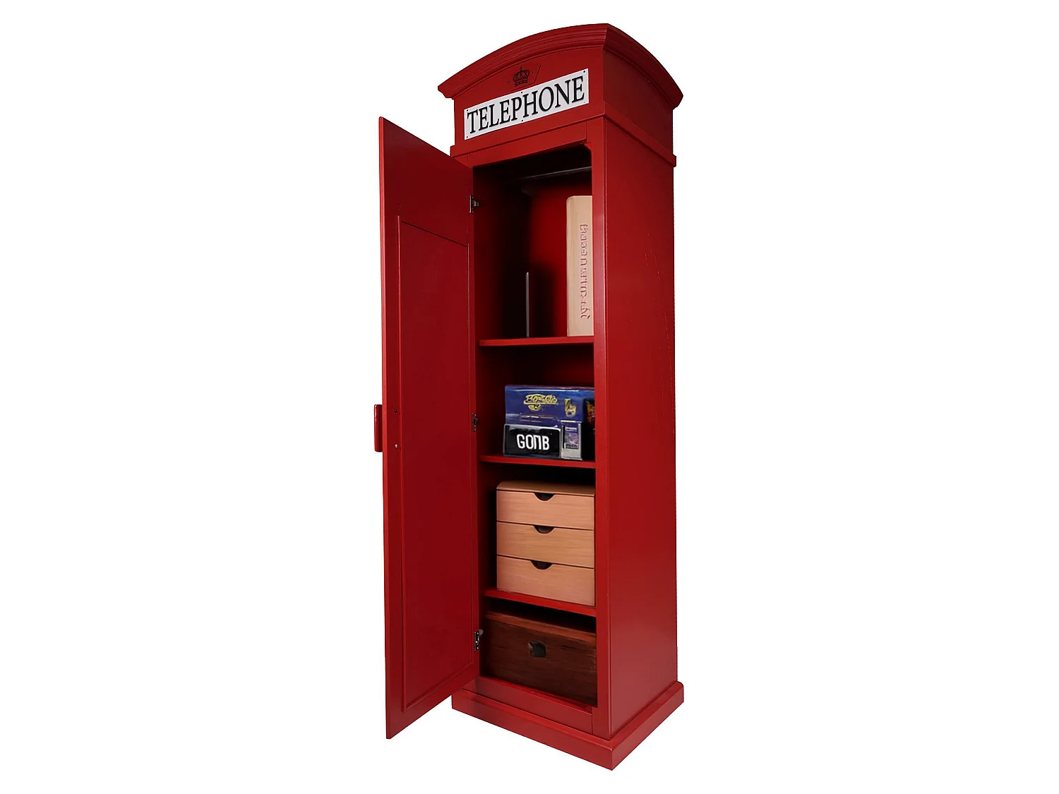 Armadio Multiuso 1 Anta Pachino, Appendiabiti, 68x215h cm Rosso, 2 Ripiani, Un'anta