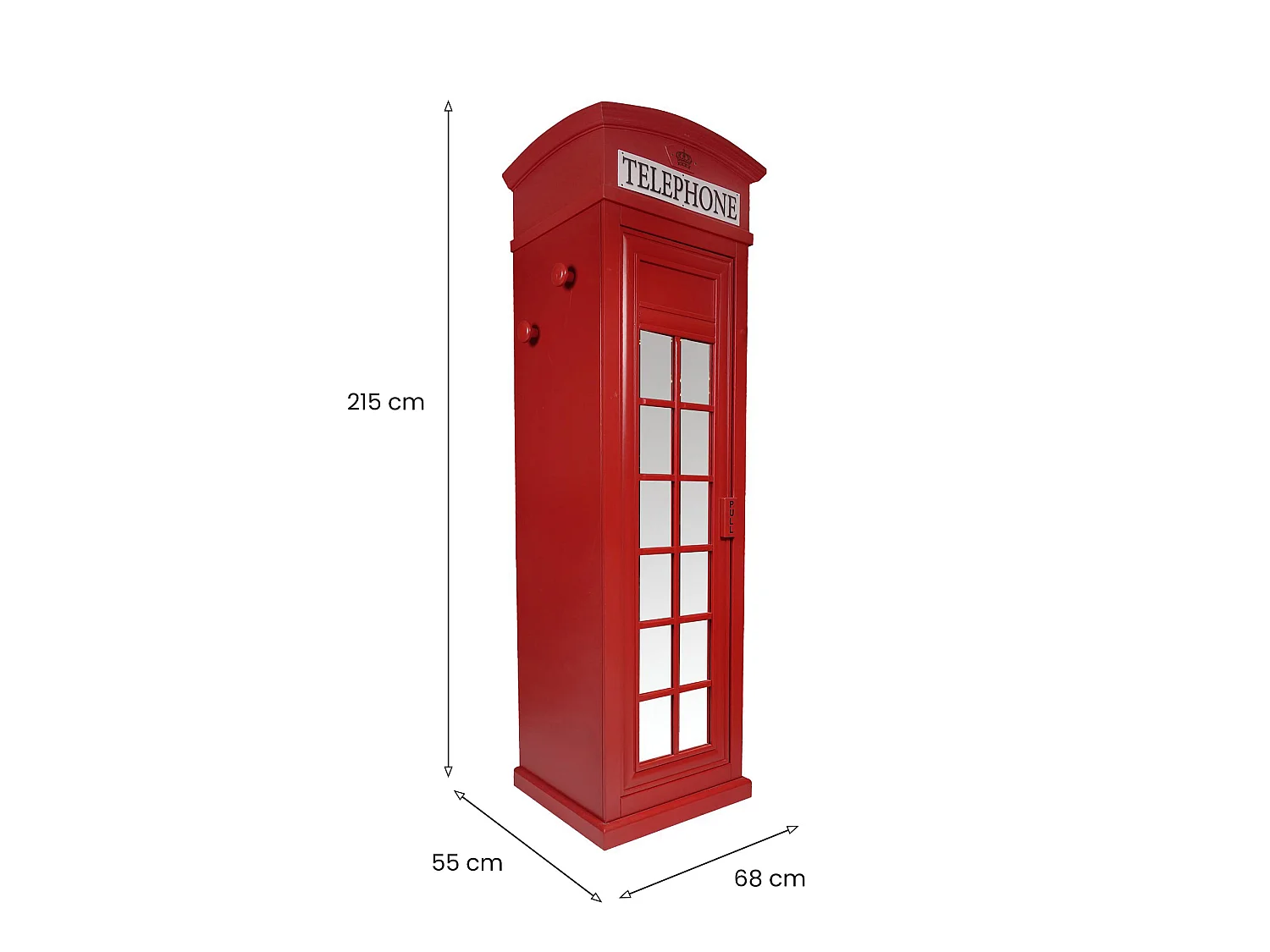 Armadio Multiuso 1 Anta Pachino, Appendiabiti, 68x215h cm Rosso, 2 Ripiani, Un'anta