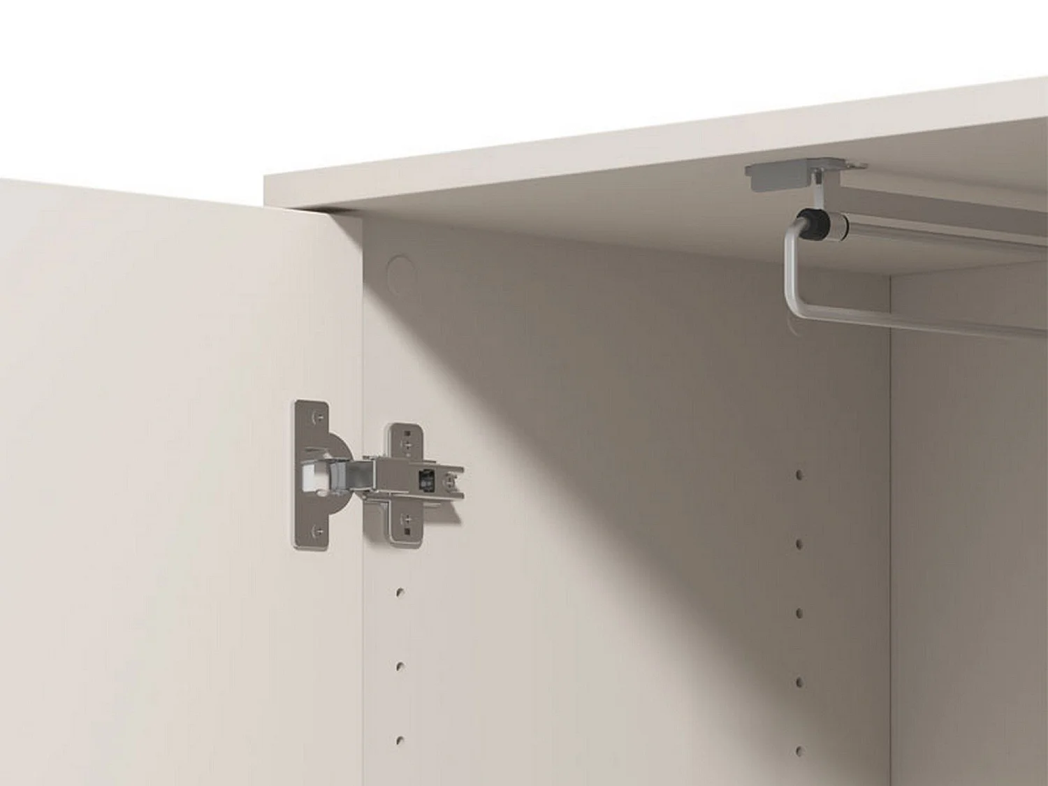Kleiderschrank 2 Türen, mit Kleiderstange, 55x206h cm, Weiß, Schlafzimmer, 2 Einlegeböden, 3 Fächer
