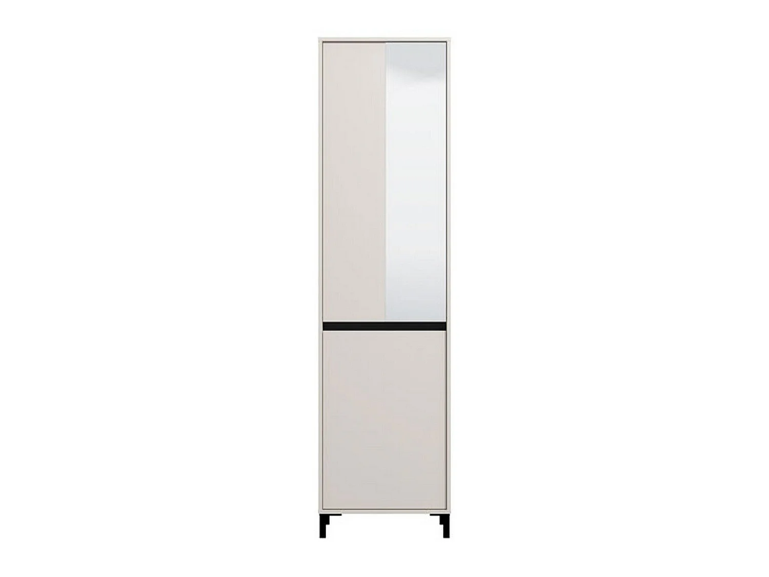 Kleiderschrank 2 Türen, mit Kleiderstange, 55x206h cm, Weiß, Schlafzimmer, 2 Einlegeböden, 3 Fächer