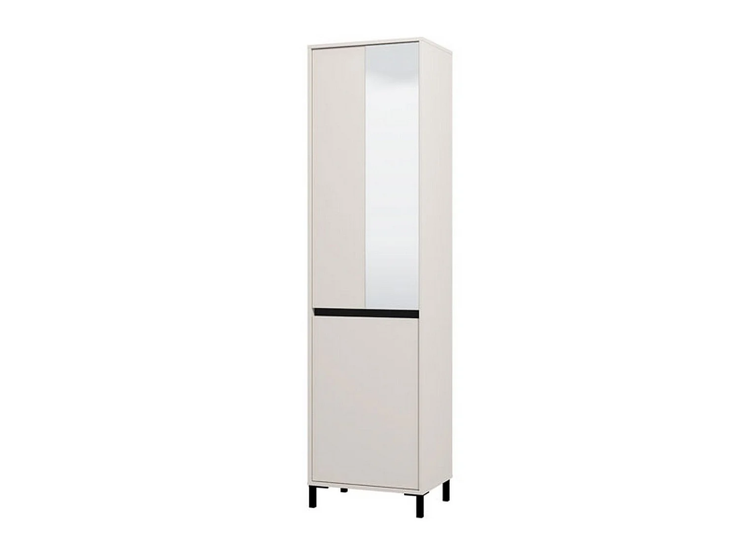 Kleiderschrank 2 Türen, mit Kleiderstange, 55x206h cm, Weiß, Schlafzimmer, 2 Einlegeböden, 3 Fächer