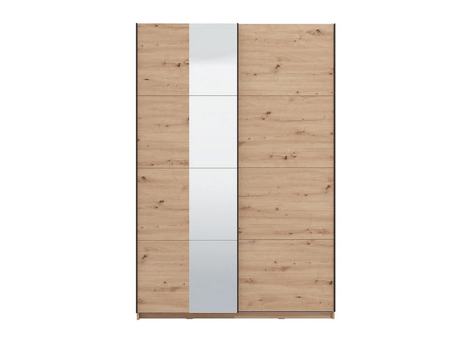 Großer Schrank Pasturo, Garderobe, 146x218 cm, Eiche Braun, Schlafzimmerschrank, 2 Regale, Schiebetür