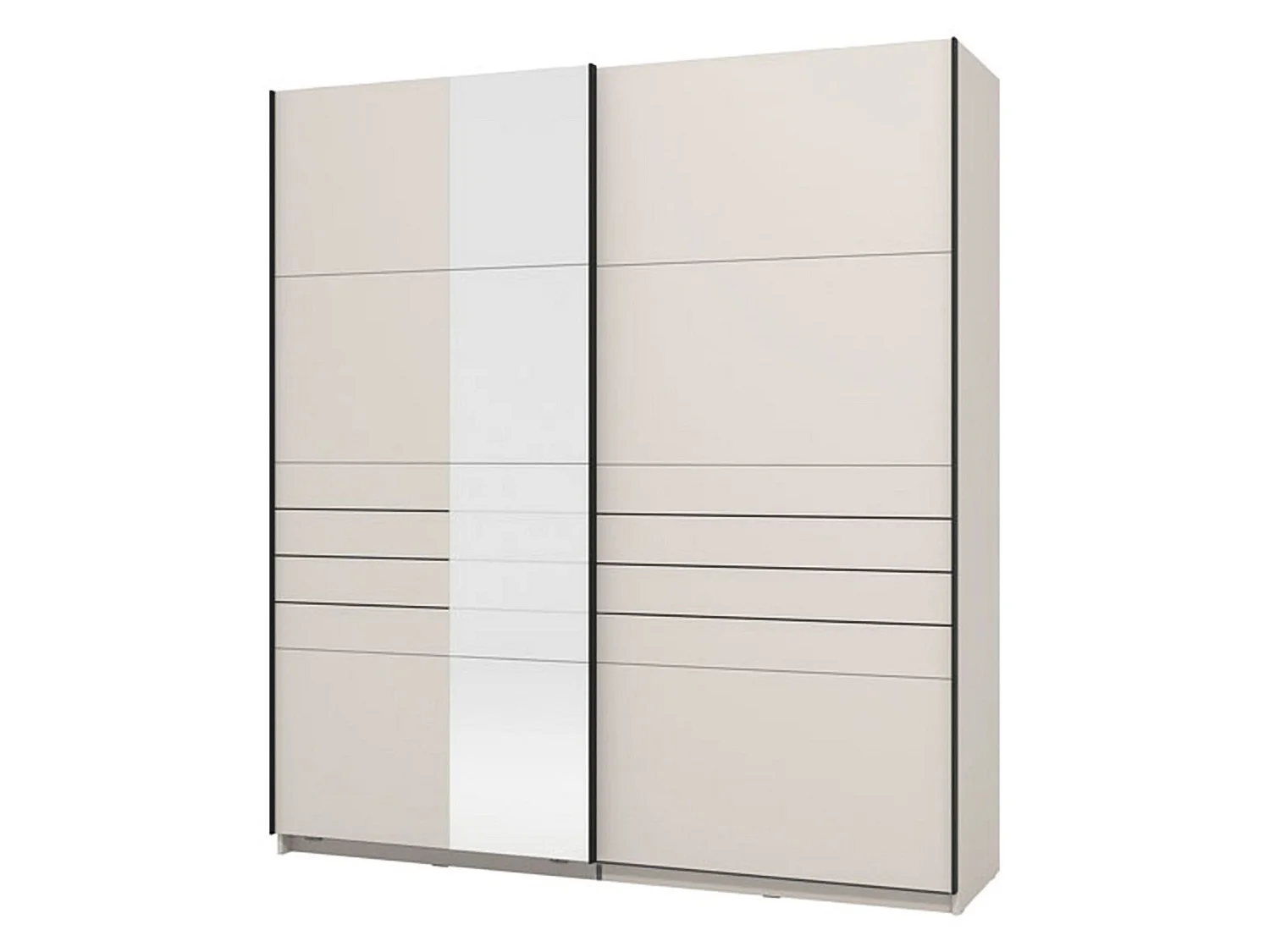 Großer Kleiderschrank Siri, Garderobe, 195x218h cm Cremeweiß, Schlafzimmer, 2 Böden, Schiebetüren
