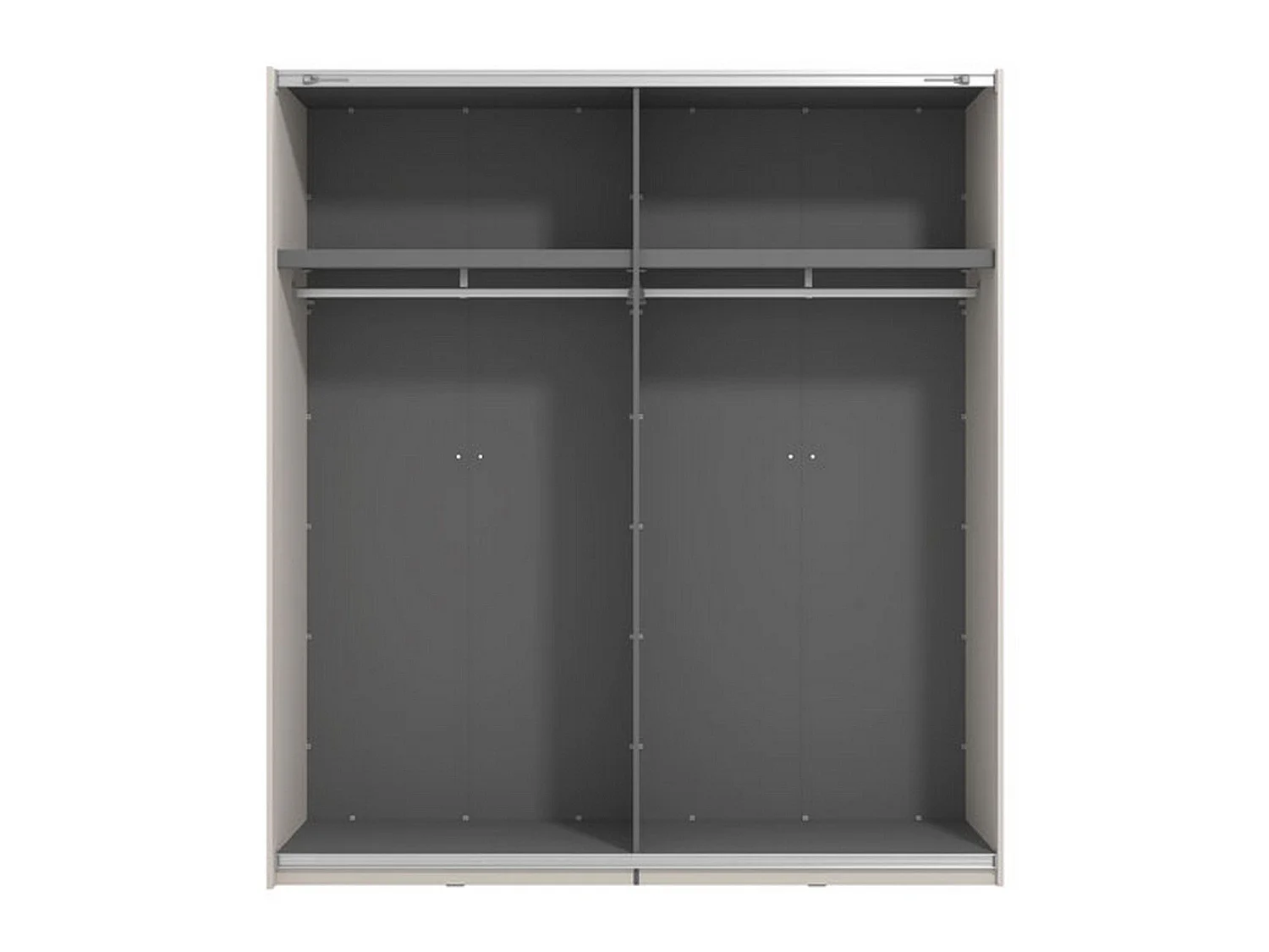 Großer Kleiderschrank Siri, Garderobe, 195x218h cm Cremeweiß, Schlafzimmer, 2 Böden, Schiebetüren