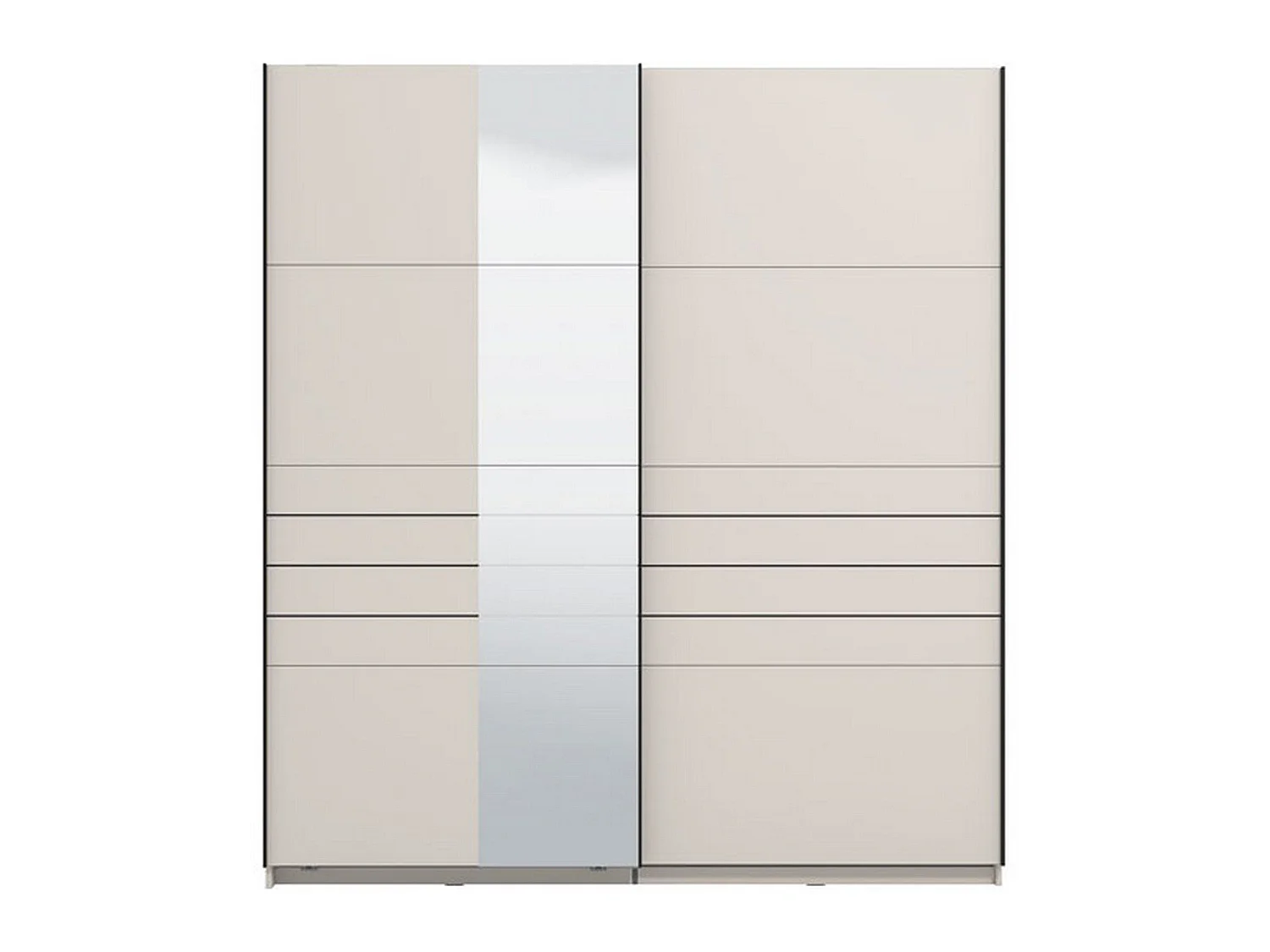 Großer Kleiderschrank Siri, Garderobe, 195x218h cm Cremeweiß, Schlafzimmer, 2 Böden, Schiebetüren