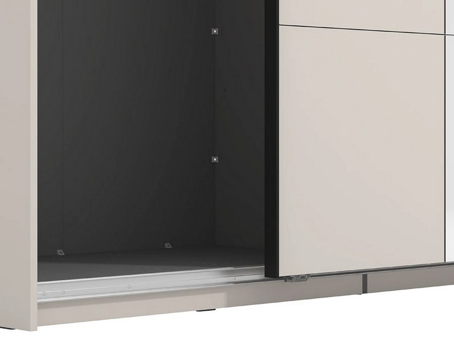 Großer Kleiderschrank Siri, Garderobe, 195x218h cm Cremeweiß, Schlafzimmer, 2 Böden, Schiebetüren