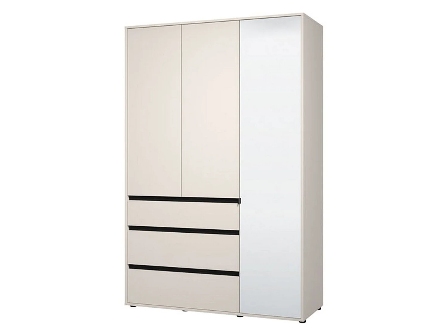 Kleiderschrank 3 Türen Ilbonoo, 4 Regalböden, 138x55 cm Weiß, Schlafzimmer-Schrank, 3 Schubladen, Kleiderstange