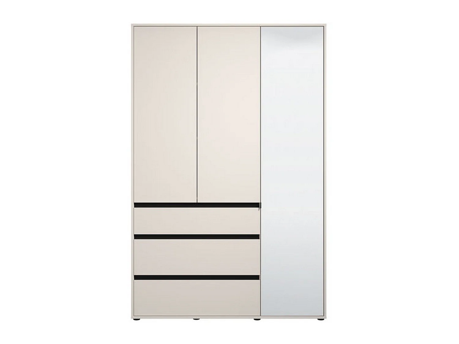 Kleiderschrank 3 Türen Ilbonoo, 4 Regalböden, 138x55 cm Weiß, Schlafzimmer-Schrank, 3 Schubladen, Kleiderstange