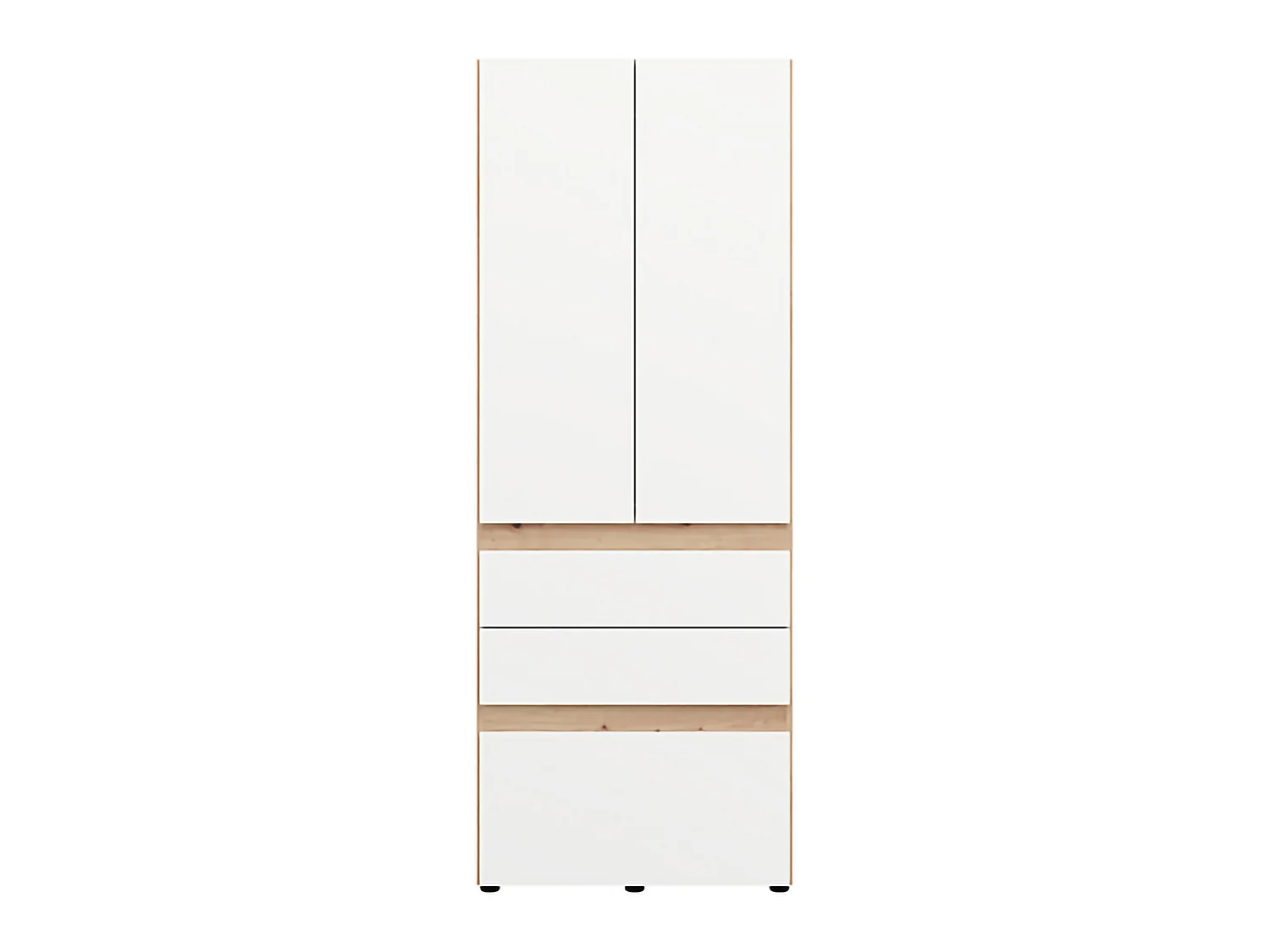 Guardaroba 2 Ante Venas, Appendiabiti, 79x208h cm Bianco Opaco, Armadio Camera da Letto, 3 Cassetti, un Ripiano