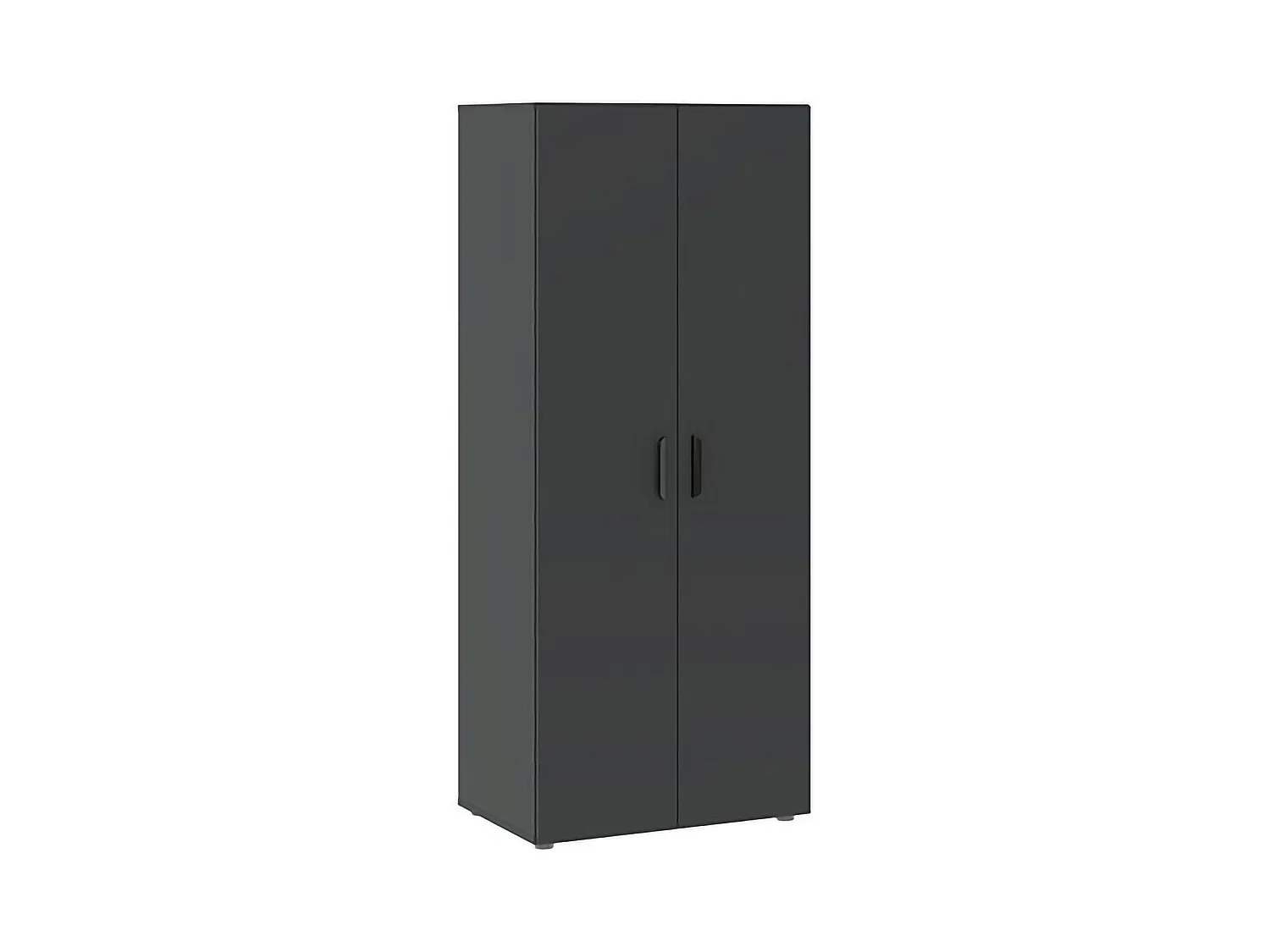 Guardaroba 2 Ante Buriasco, un Ripiano, 74x214h cm Nero Antracite, Armadio Camera da Letto, 2 Cassetti, Appendiabiti
