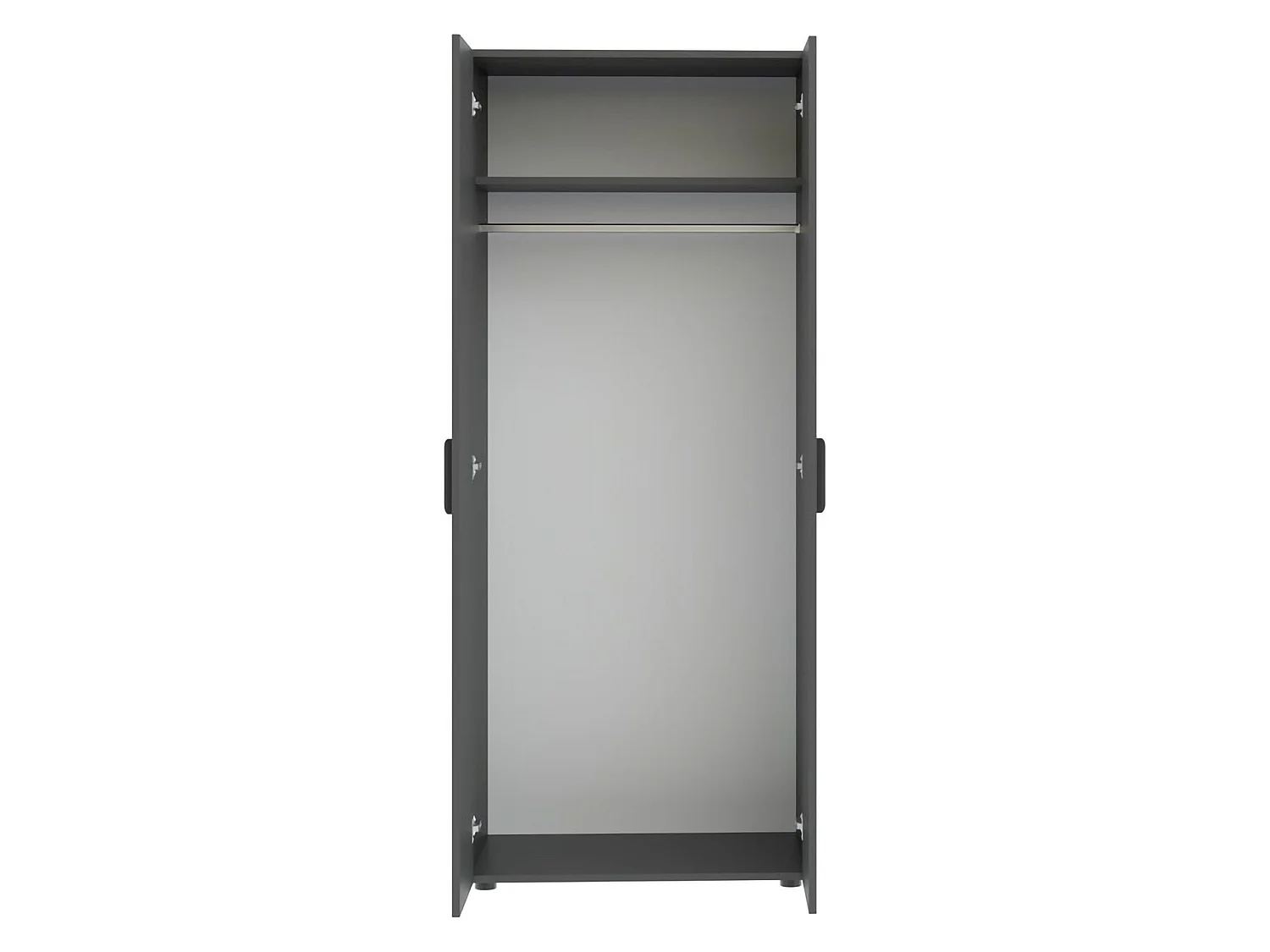 Guardaroba 2 Ante Buriasco, un Ripiano, 74x214h cm Nero Antracite, Armadio Camera da Letto, 2 Cassetti, Appendiabiti