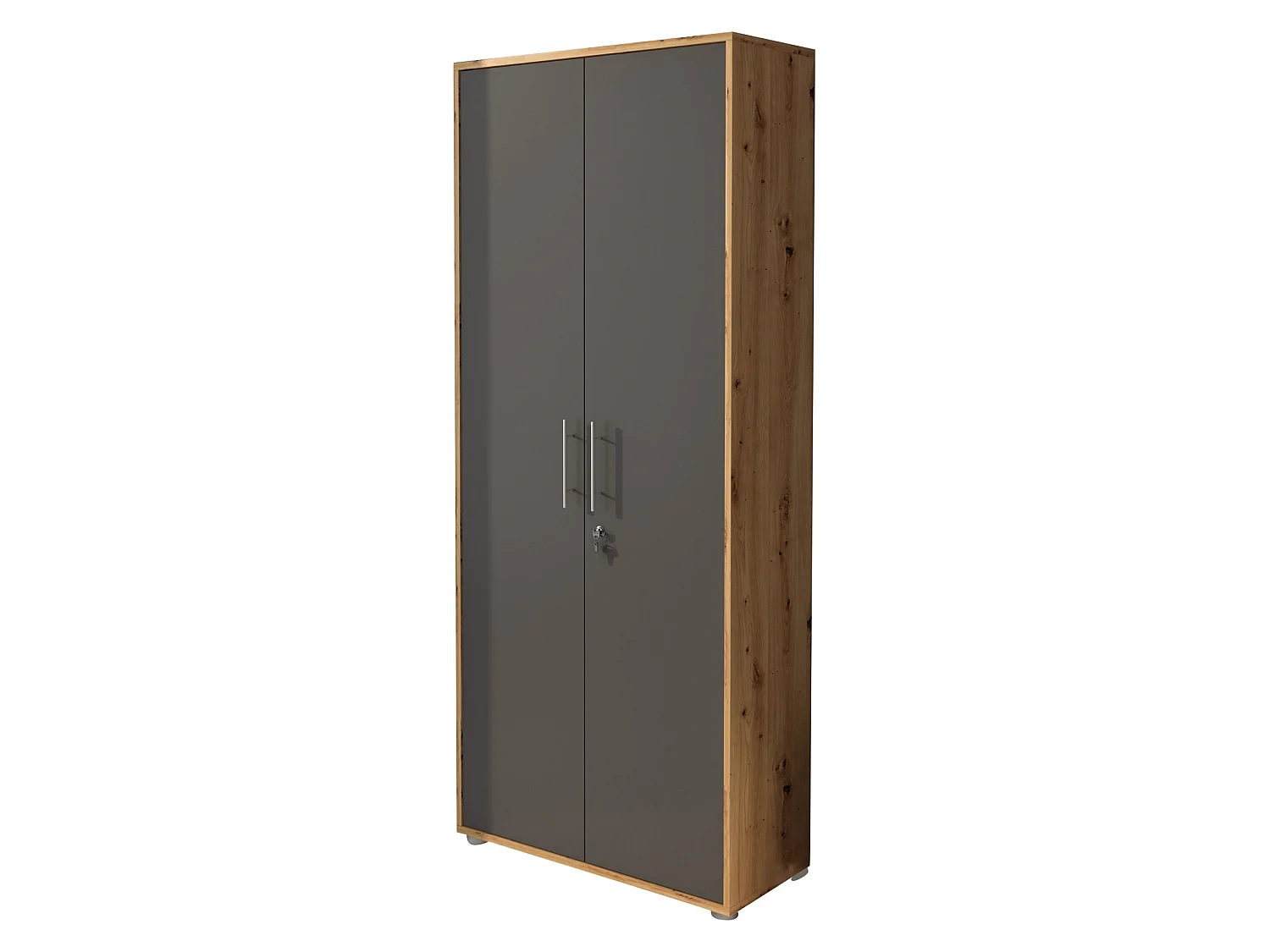 Armoire Multiusage 2 Portes Saponara, 4 Étagères, 79x188h cm Chêne Marron, 2 Portes, 5 Compartiments