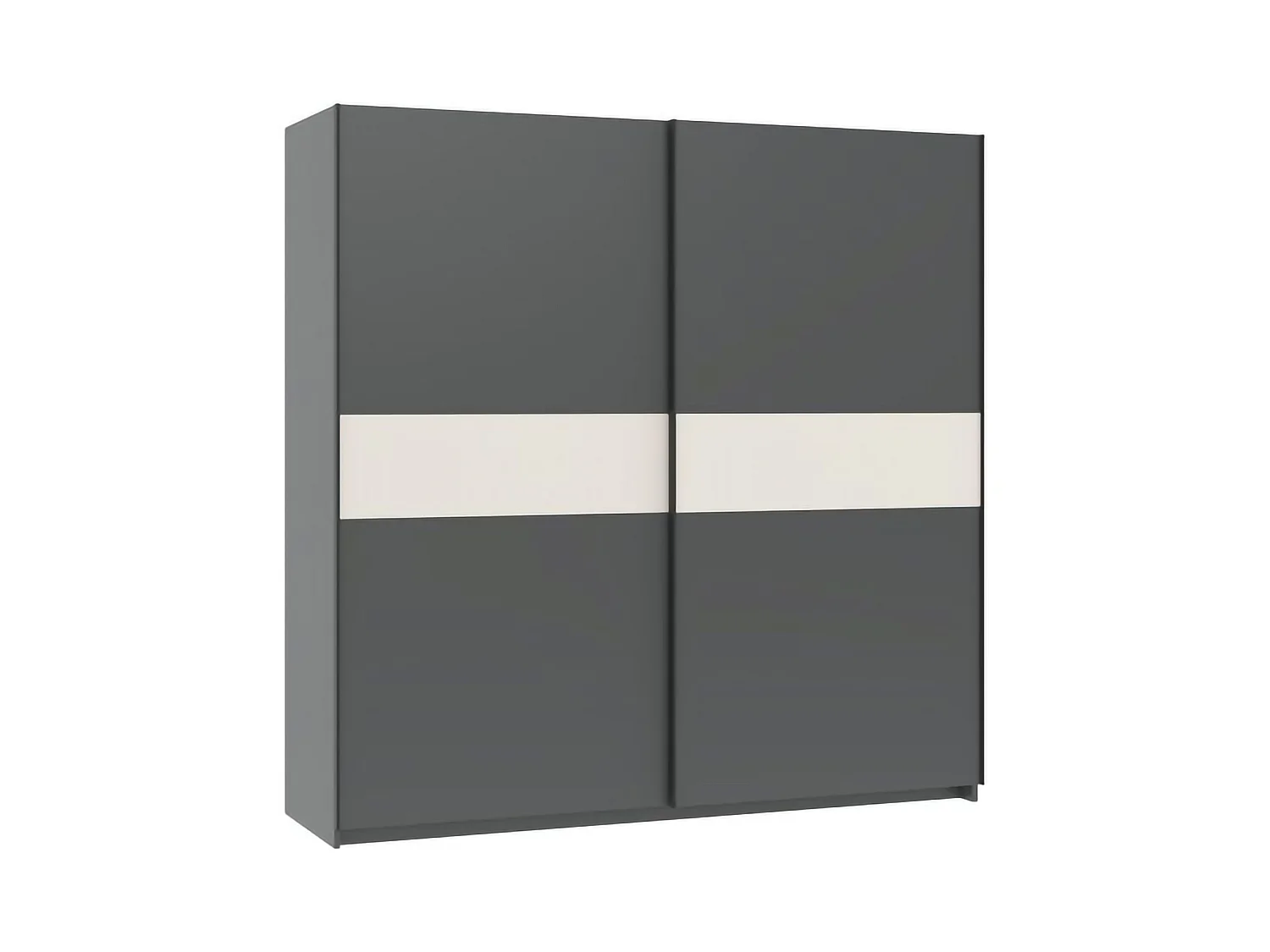 Guardaroba 2 Ante Nalika, 2 Ripiani, 200x204h cm Nero Antracite, Armadio Camera da Letto, Appendiabiti, 2 Ante