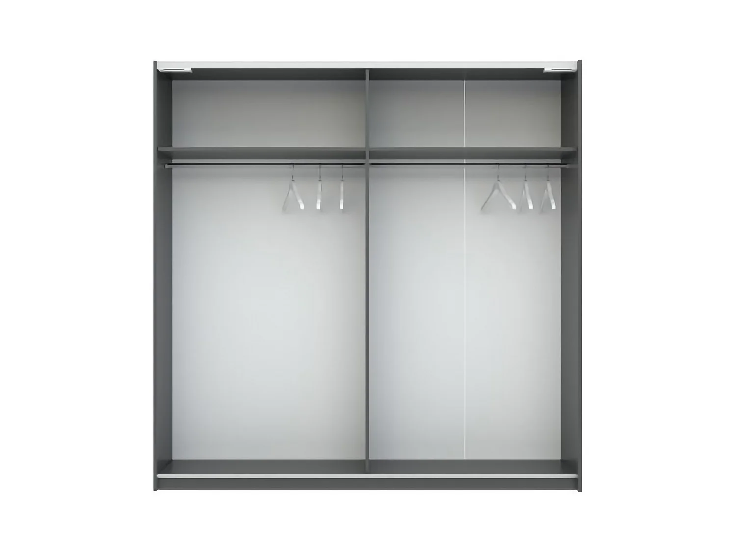 Guardaroba 2 Ante Nalika, 2 Ripiani, 200x204h cm Nero Antracite, Armadio Camera da Letto, Appendiabiti, 2 Ante