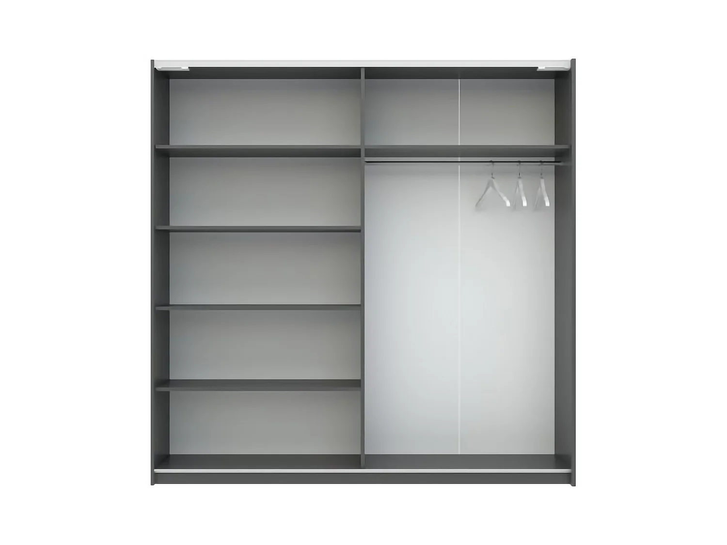 Guardaroba 2 Ante Nalika, 2 Ripiani, 200x204h cm Nero Antracite, Armadio Camera da Letto, Appendiabiti, 2 Ante