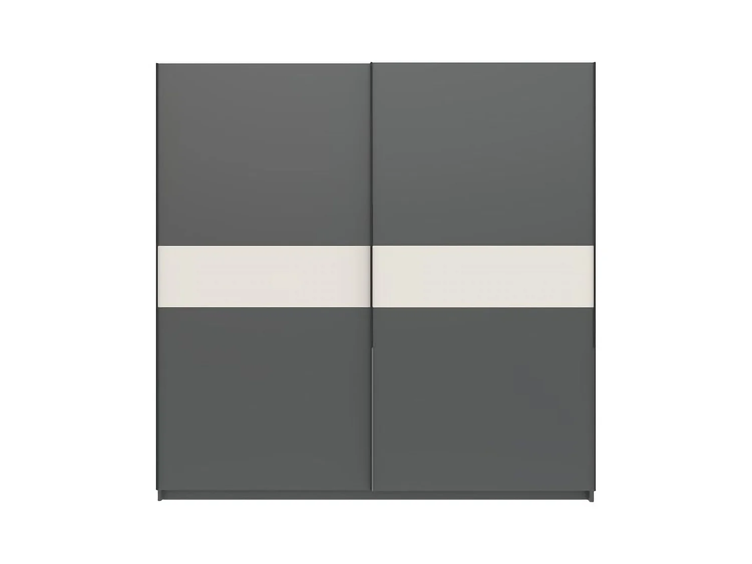 Guardaroba 2 Ante Nalika, 2 Ripiani, 200x204h cm Nero Antracite, Armadio Camera da Letto, Appendiabiti, 2 Ante