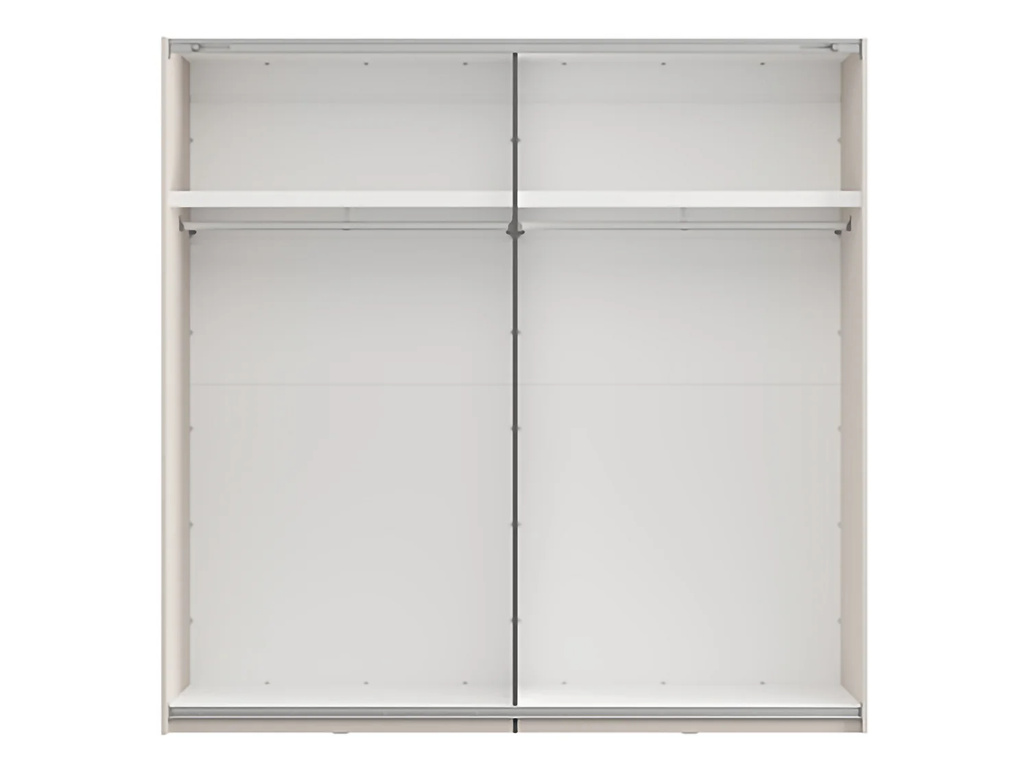 Schrank 2 Türen Vangvi, 2 Fächer, 220x217h cm Cremeweiß, Kleiderschrank Schlafzimmer, Kleiderstange, Schiebetüren