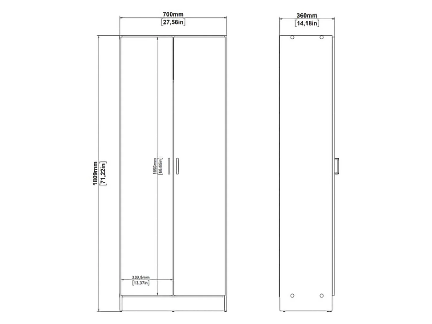 Armadio Multiuso 2 Ante Soresina, 3 Ripiani, 70x181h cm Marrone Rovere, 2 Ante, 5 Vani