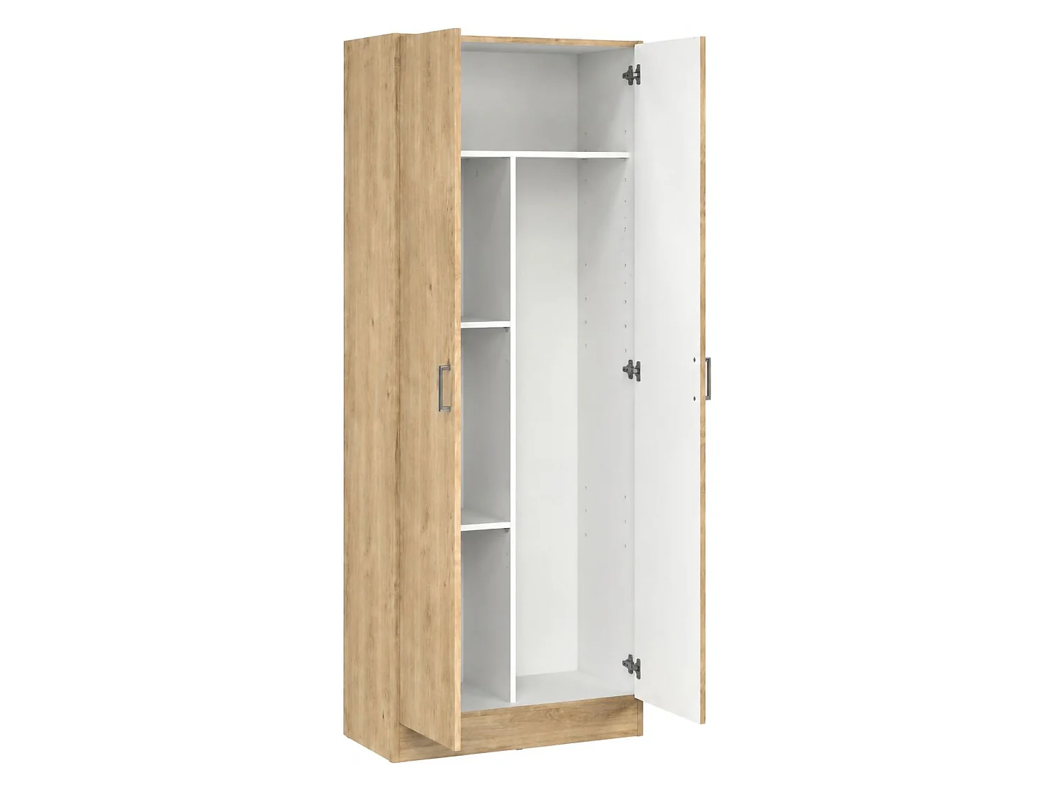 Armadio Multiuso 2 Ante Soresina, 3 Ripiani, 70x181h cm Marrone Rovere, 2 Ante, 5 Vani