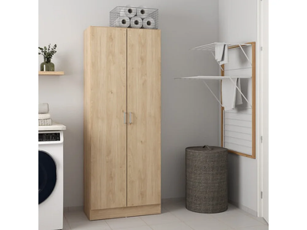 Armadio Multiuso 2 Ante Soresina, 3 Ripiani, 70x181h cm Marrone Rovere, 2 Ante, 5 Vani