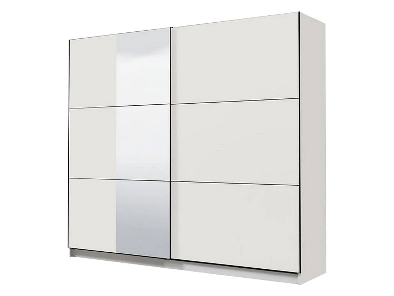 Guardaroba Grande Sorgono, Appendiabiti, 237x210h cm Bianco Opaco, Armadio Camera da Letto, 8 Ripiani, Apertura Scorrevole