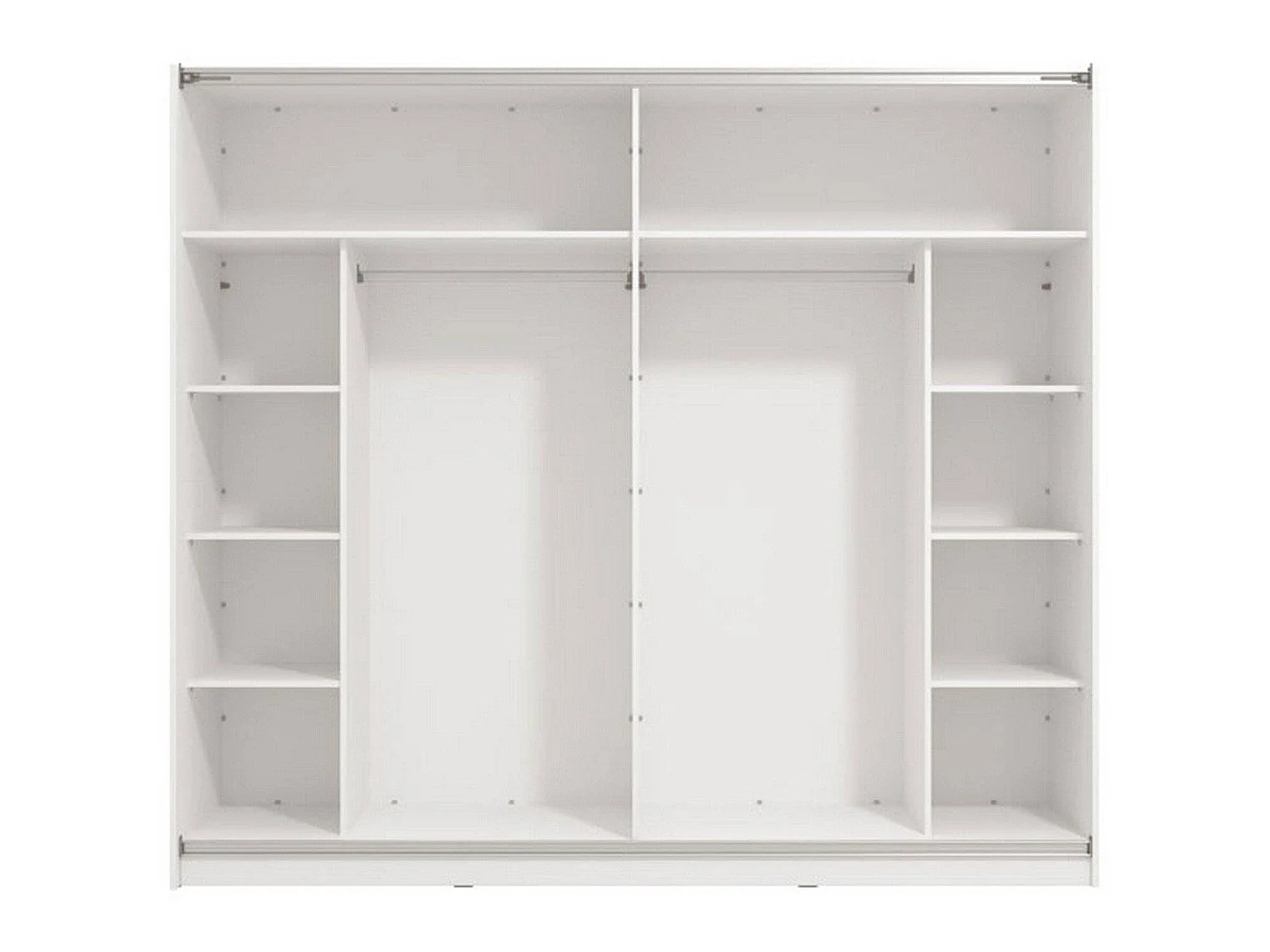 Guardaroba Grande Sorgono, Appendiabiti, 237x210h cm Bianco Opaco, Armadio Camera da Letto, 8 Ripiani, Apertura Scorrevole