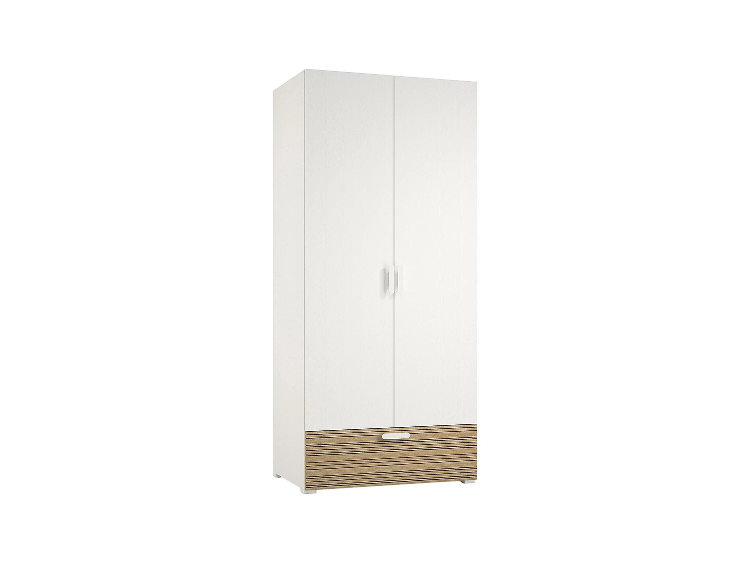 Armoire 2 Portes Centaurea, Porte-manteaux Made in Italy, 52x180h cm Blanc Chêne Strié, Chambre à Coucher