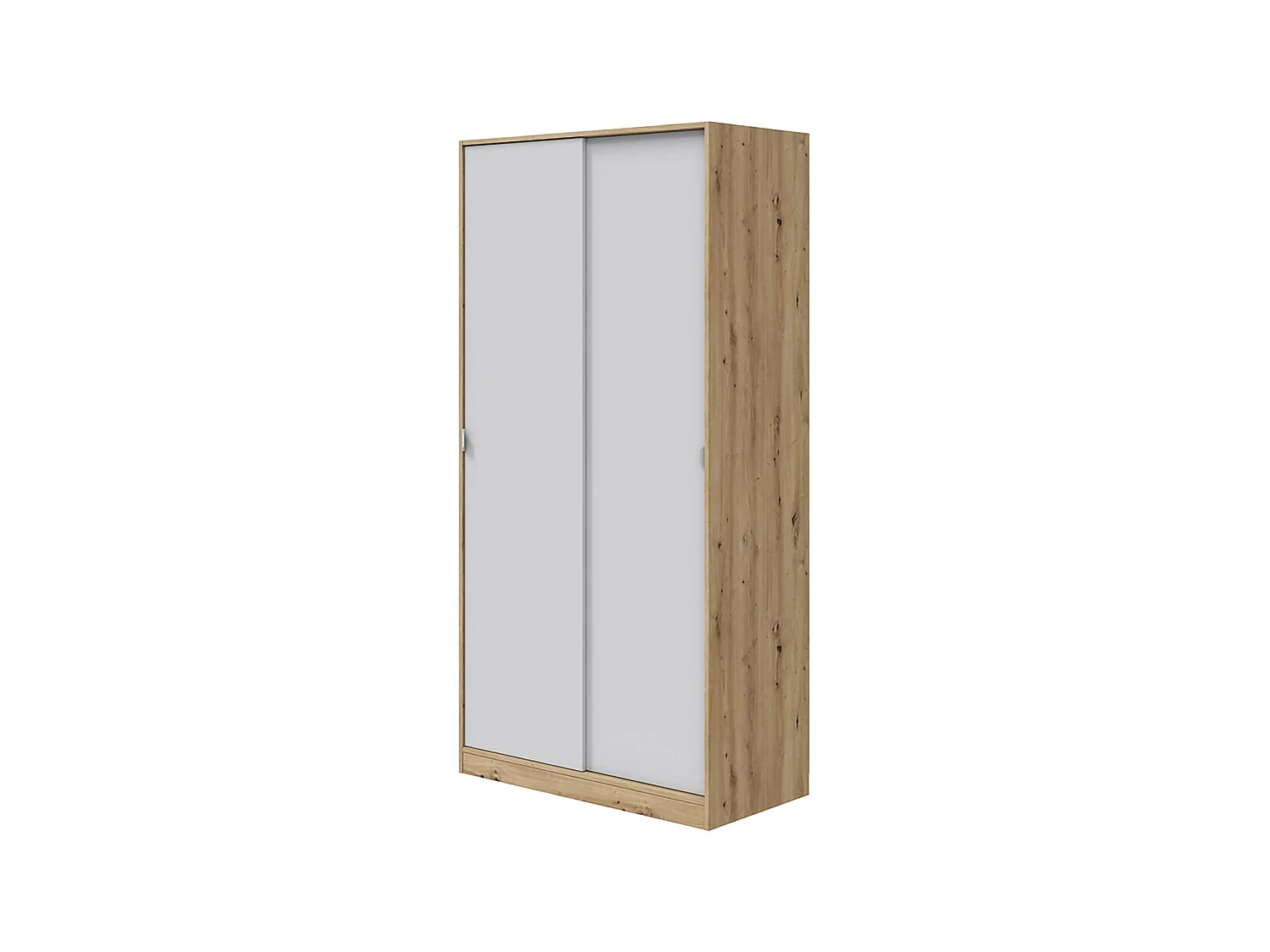 Kledingkast 2 Deurs Orgosolo, 4 Planken, 100x200h cm Bruin Eiken Knopen, Slaapkamer Kast, Kledingroede, Schuifdeur