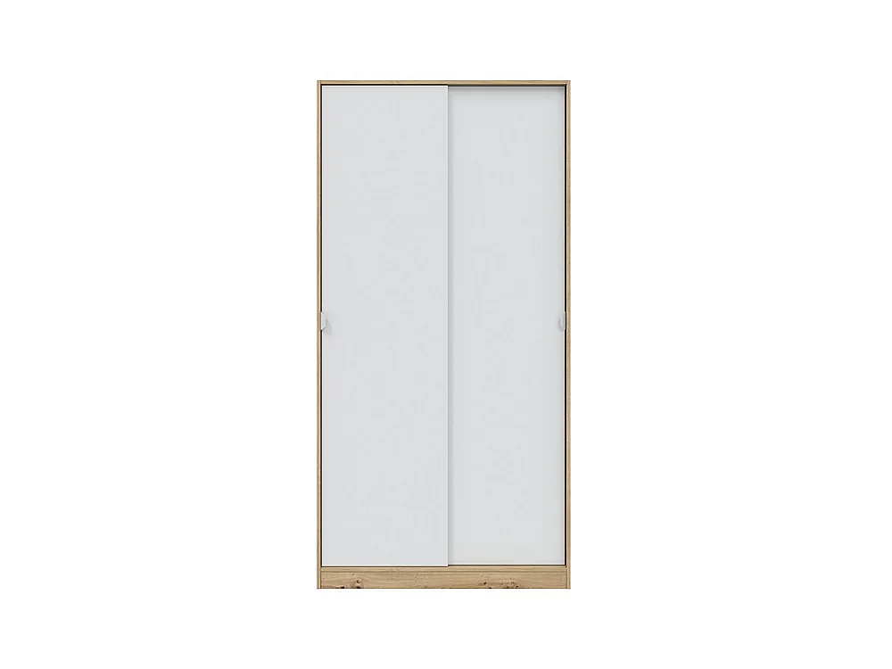 Kledingkast 2 Deurs Orgosolo, 4 Planken, 100x200h cm Bruin Eiken Knopen, Slaapkamer Kast, Kledingroede, Schuifdeur