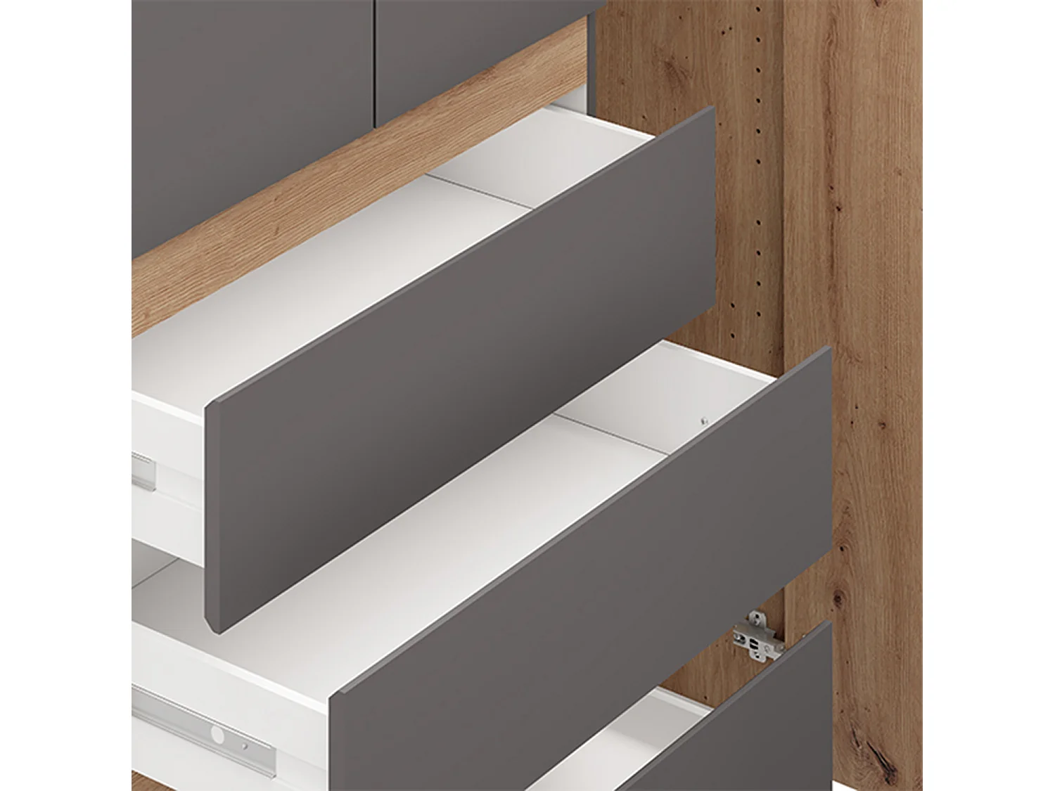 Guardaroba 3 Ante Zuccare, Appendiabiti, 117x52 cm Nero Antracite, Armadio Camera da Letto, 3 Cassetti, 4 Ripiani