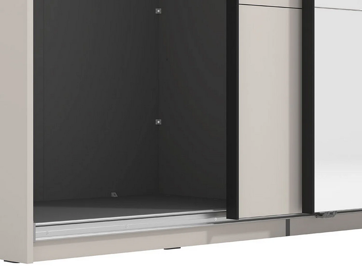 Großer Tures Kleiderschrank, Garderobe, 267x217h cm, Cremeweiß, Schlafzimmer-Schrank, 3 Regale, Schiebetür