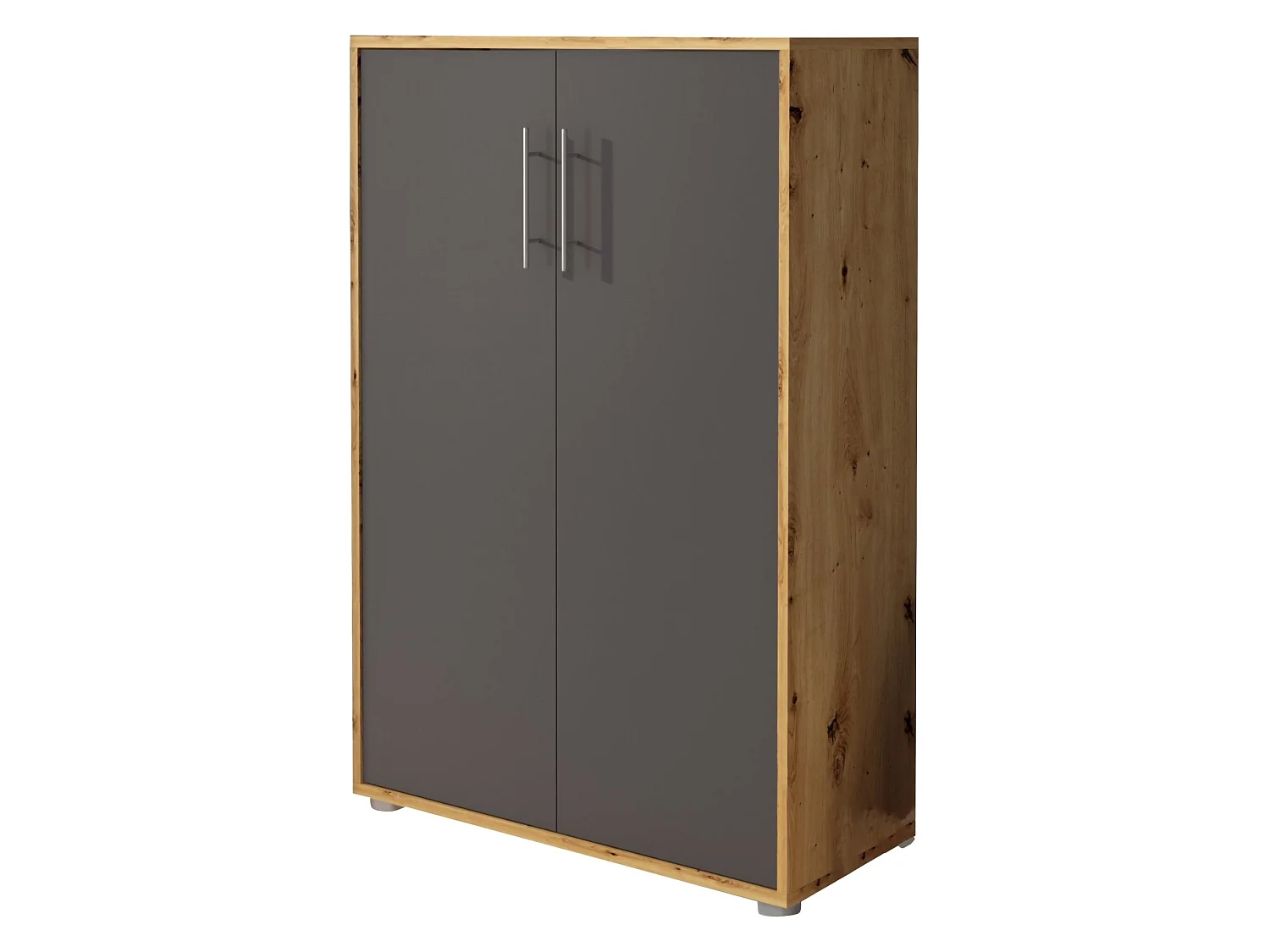 Armoire polyfonctionnelle 2 portes Parabita, 4 étagères, 79x118h cm Chêne brun, 2 portes, 5 compartiments