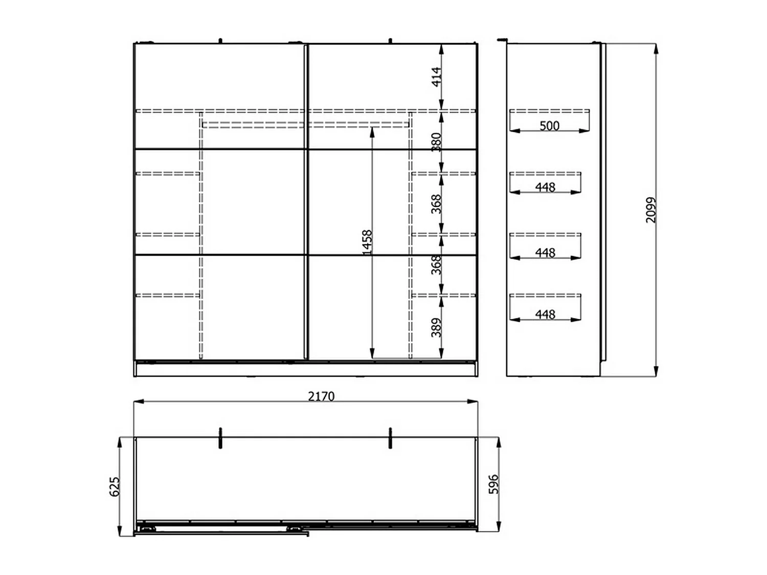 Guardaroba Grande Piateda, 8 Ripiani, 217x210h cm Nero Antracite, Armadio Camera da Letto, Appendiabiti, 2 Ante